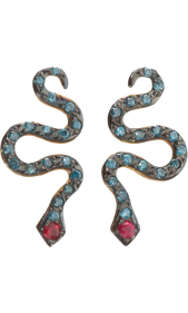 Ileana Makri turquoise and ruby snake earrings
